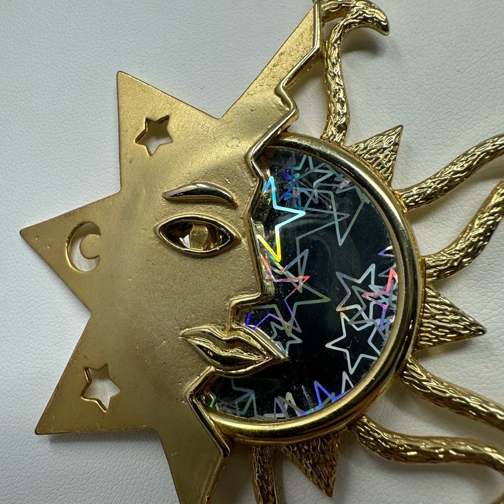 Vintage Unique Sun Moon and Stars necklace pendant brooch - Picture 5 of 8
